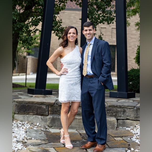 Lulu’s “Sparkling Darling” White One-Shoulder Mini Dress - Picture 5 of 5